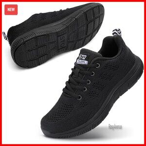 Lightweight Lace-Up Walking Sneakers, Breathable Mesh, Flexible Sole